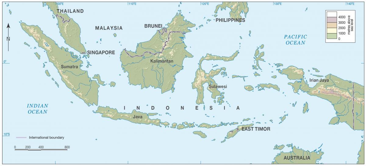 Mapa de altitude da Indonésia