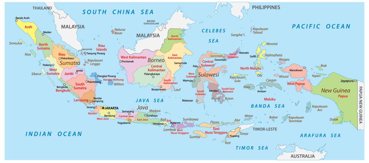 Mapa do país Indonésia