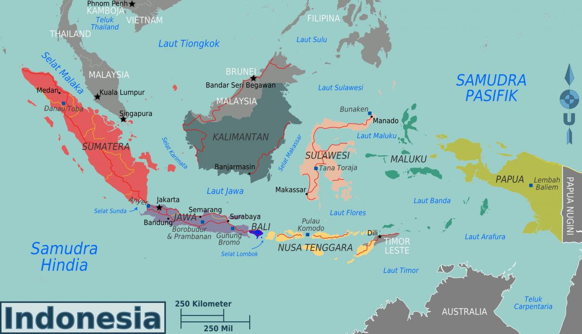 Mapa das zonas da Indonésia