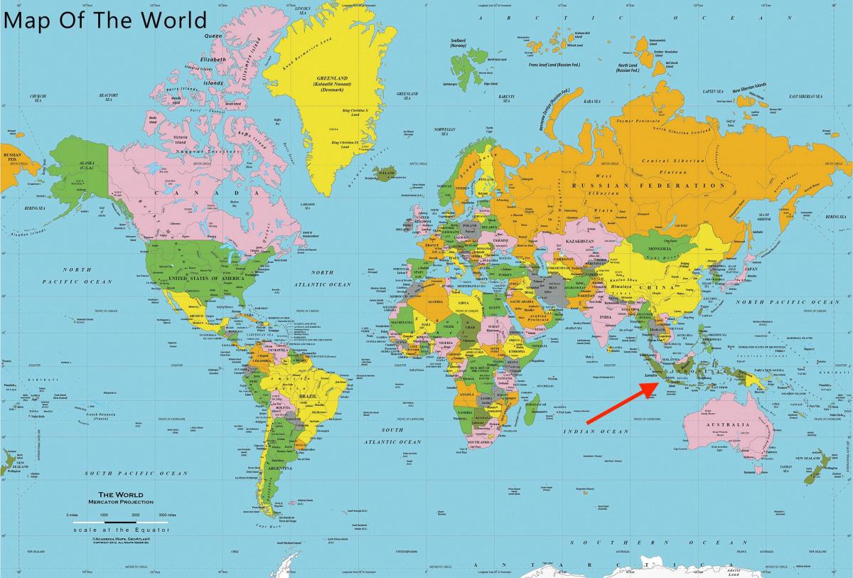 Localização da Indonésia no mapa mundial