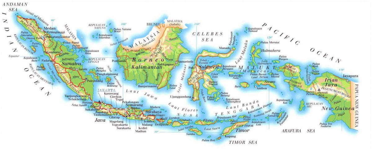Rios no mapa da Indonésia