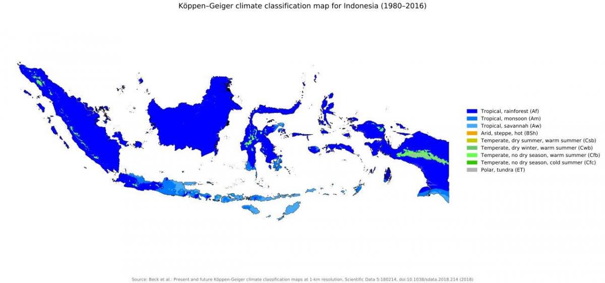 Mapa de temperatura da Indonésia