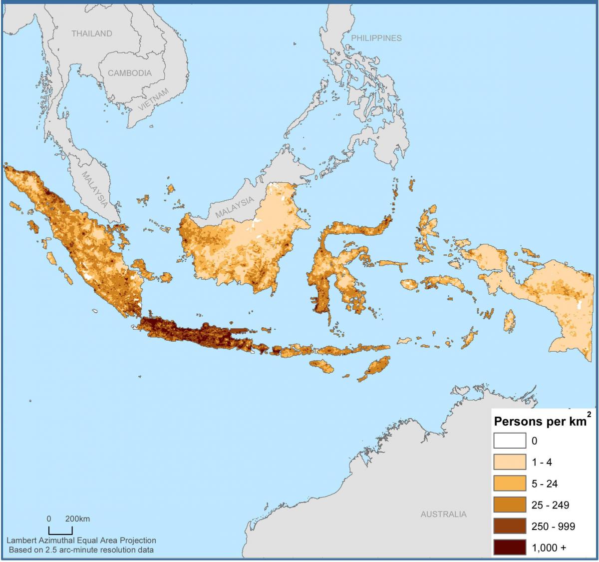 Mapa de densidade da Indonésia