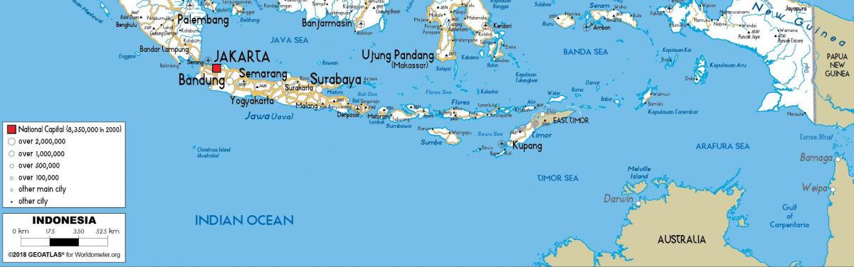 Mapa do Sul da Indonésia